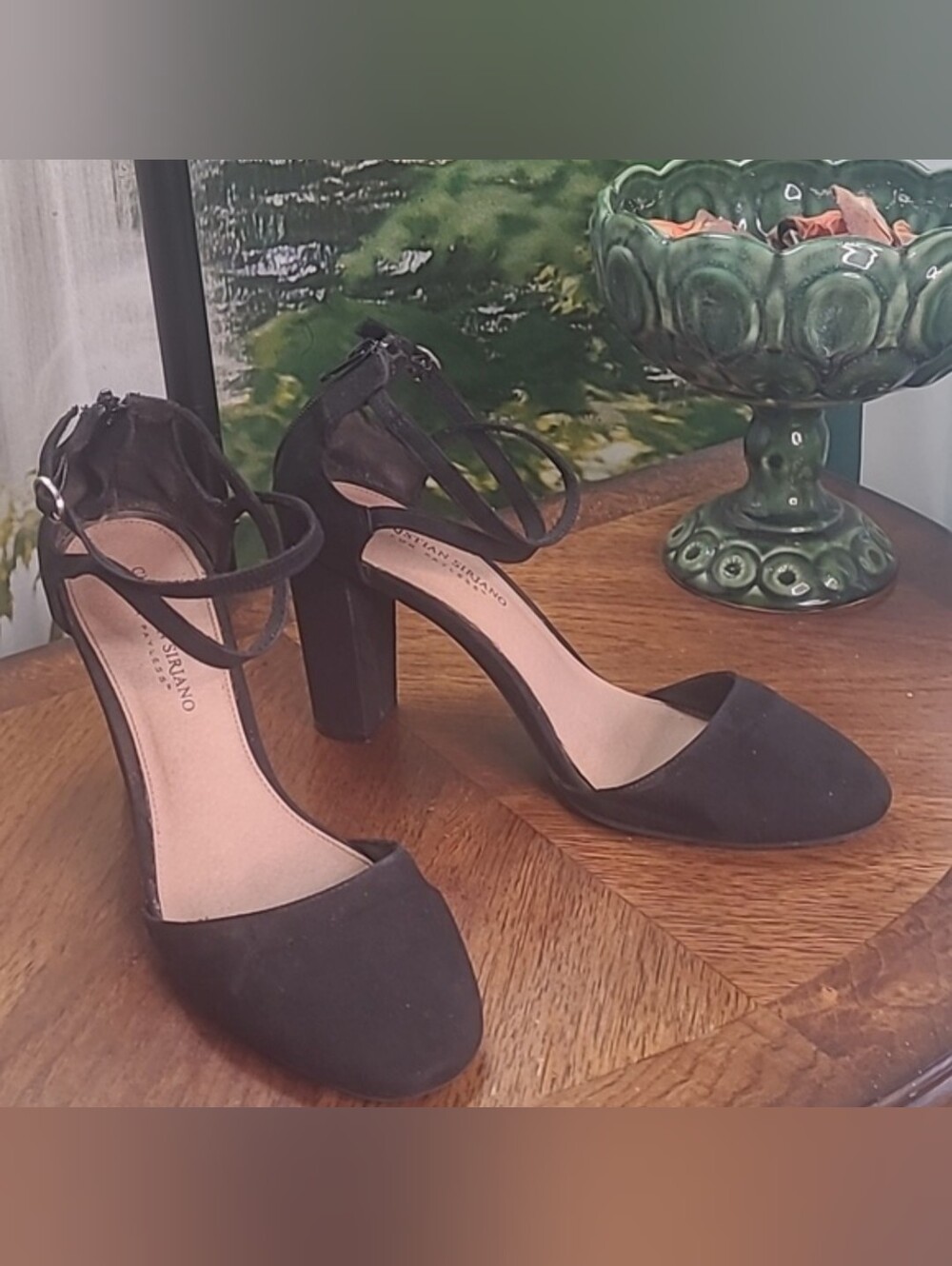 Christian Siriano Womens 9.5 sexy ankle strap classic high heel black dress shoe